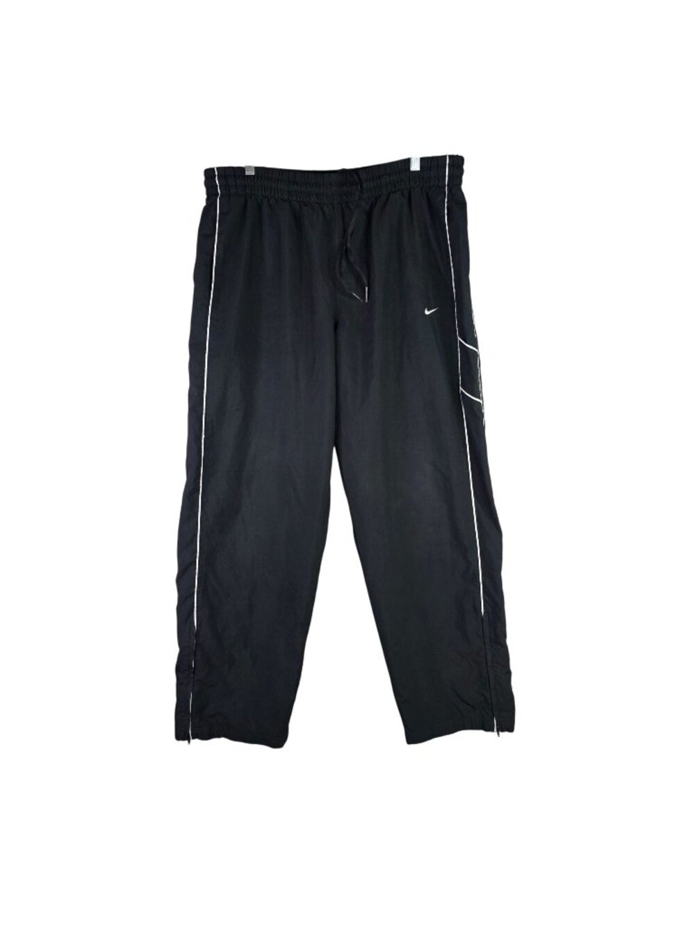 Mens Vintage Nike Black Track Pants Athletic Fit Polyester Drawstring Size XXL